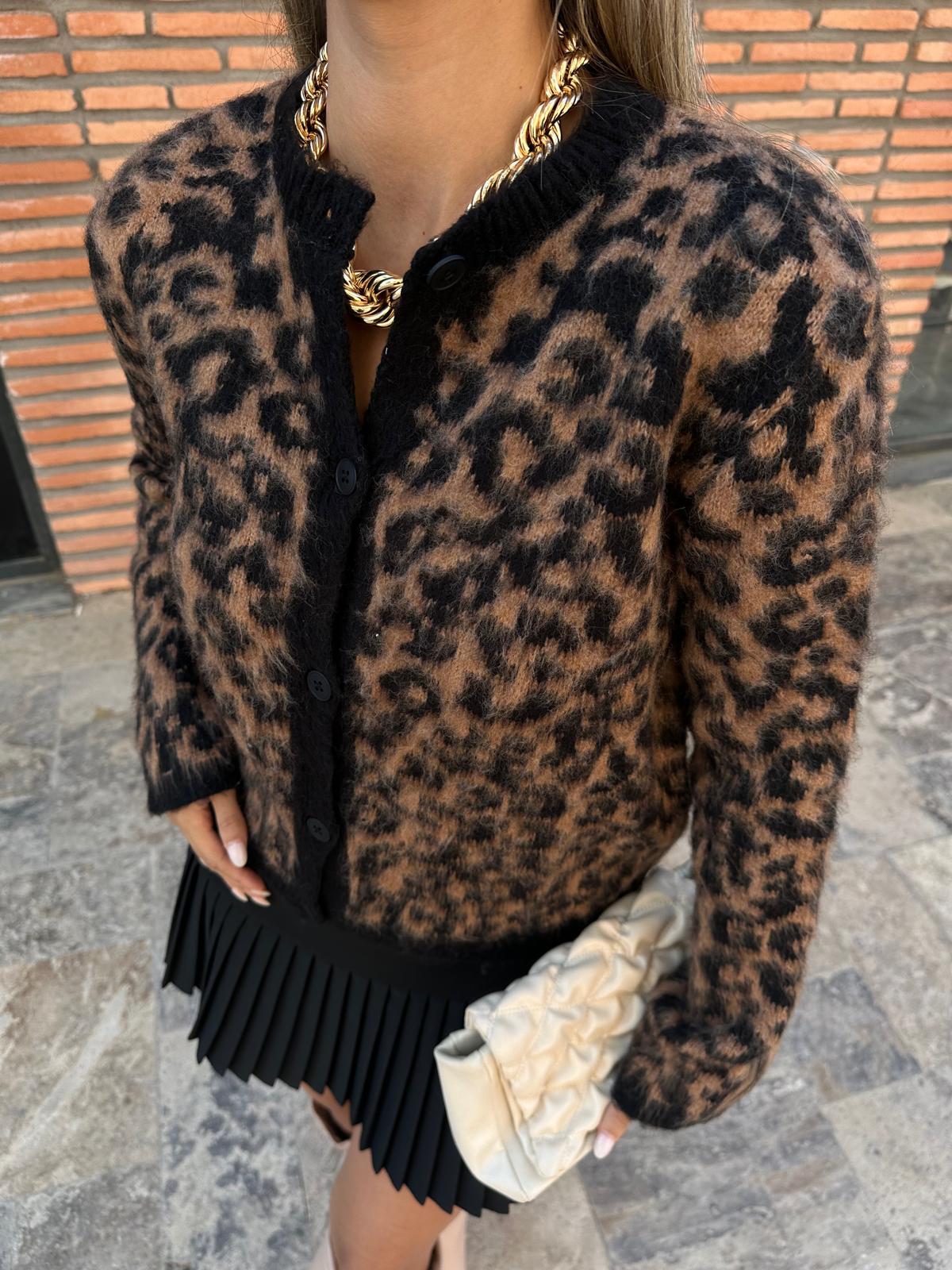 Leopar desen siyah şerit soft hırka hrk001qstyl