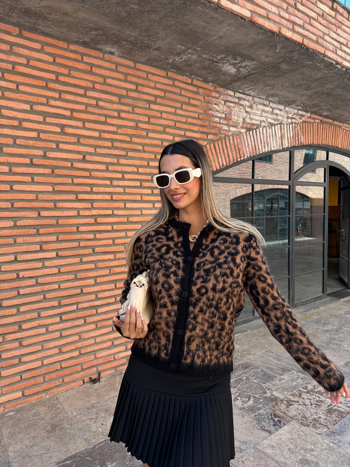 Leopar desen siyah şerit soft hırka hrk001qstyl