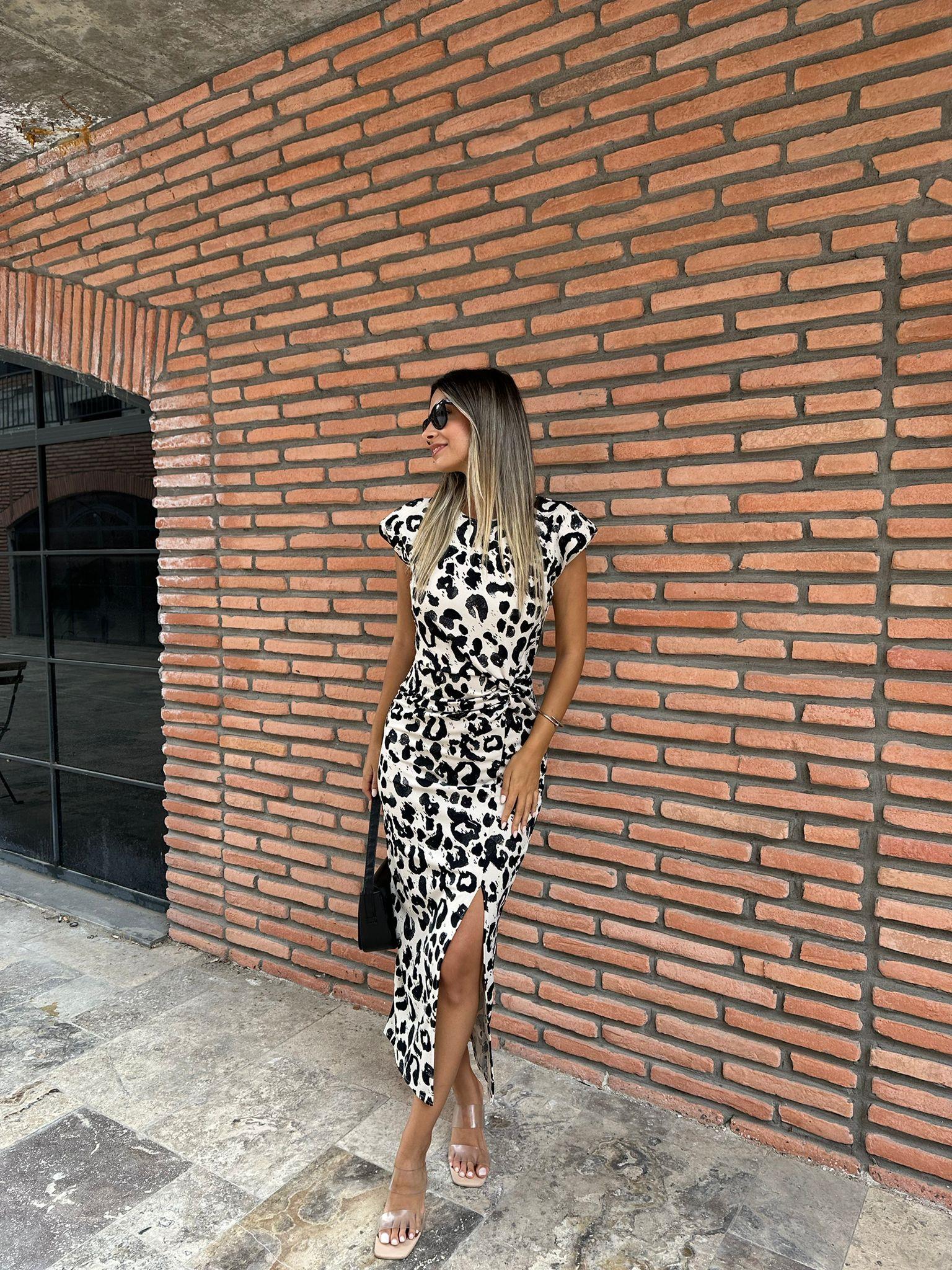 Leotta Siyah Benekli Kalem Elbise  0706211103