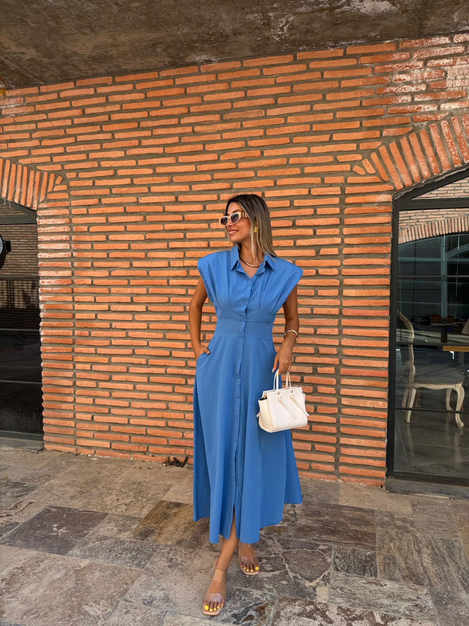 Lesla Belden Oturtmalı Bebe Mavisi Elbise 070621149