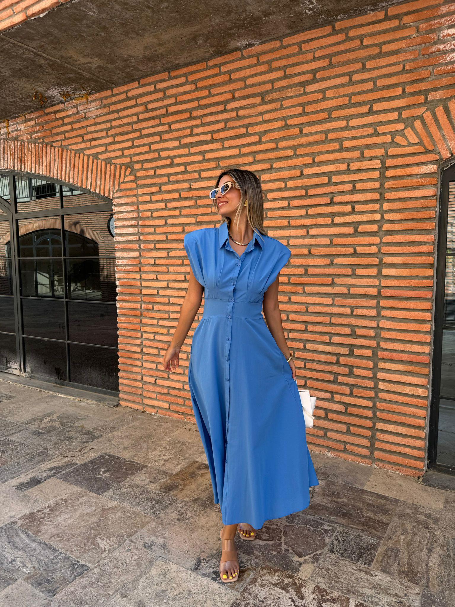 Lesla Belden Oturtmalı Bebe Mavisi Elbise 070621149
