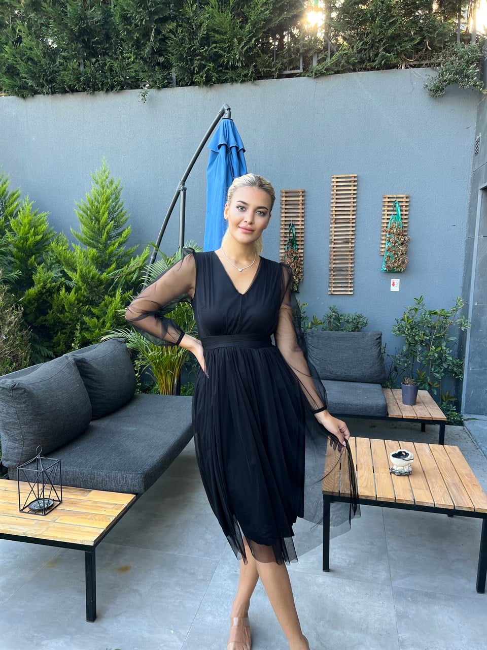 Libby Siyah Tül Elbise