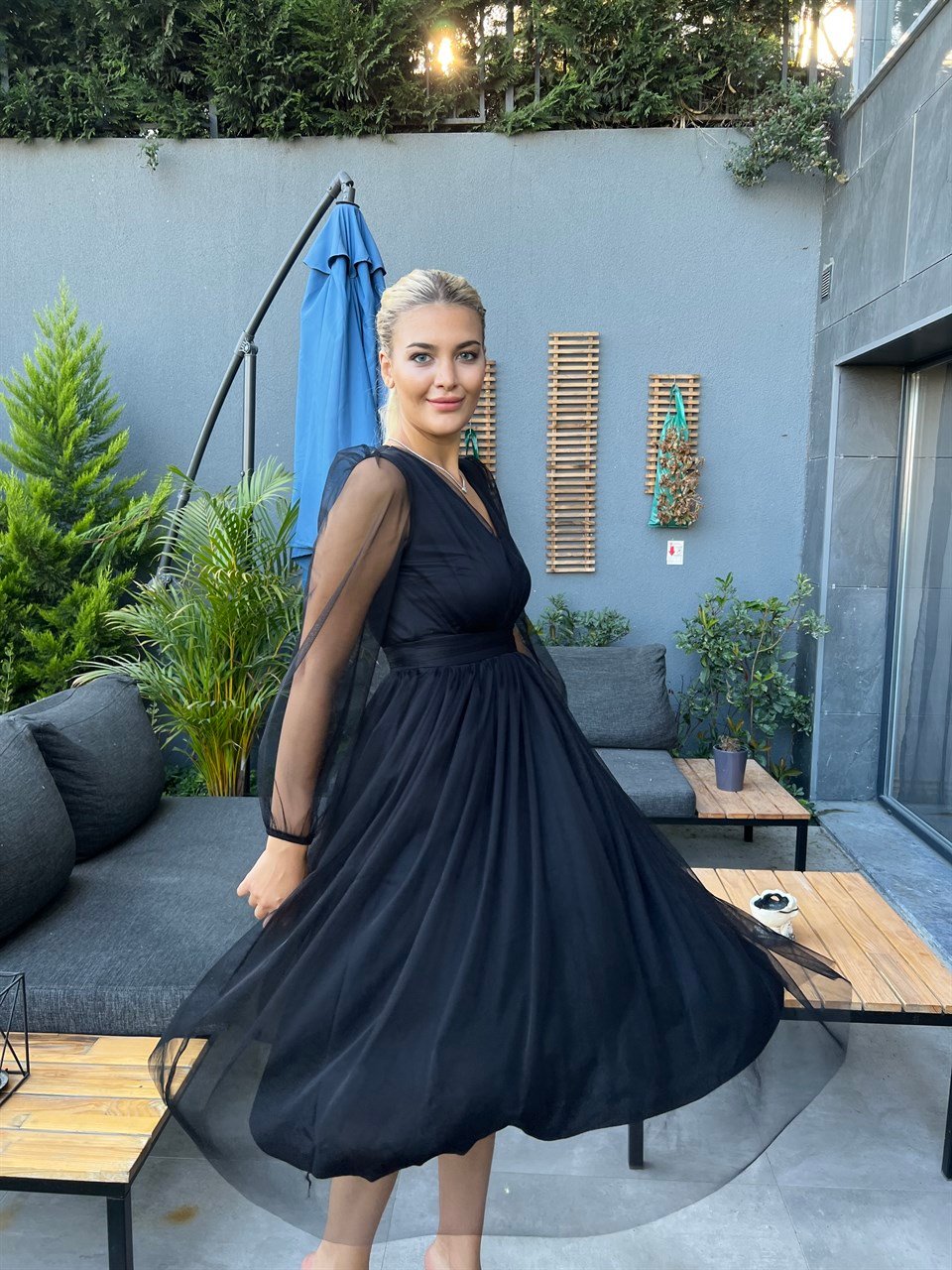 Libby Siyah Tül Elbise