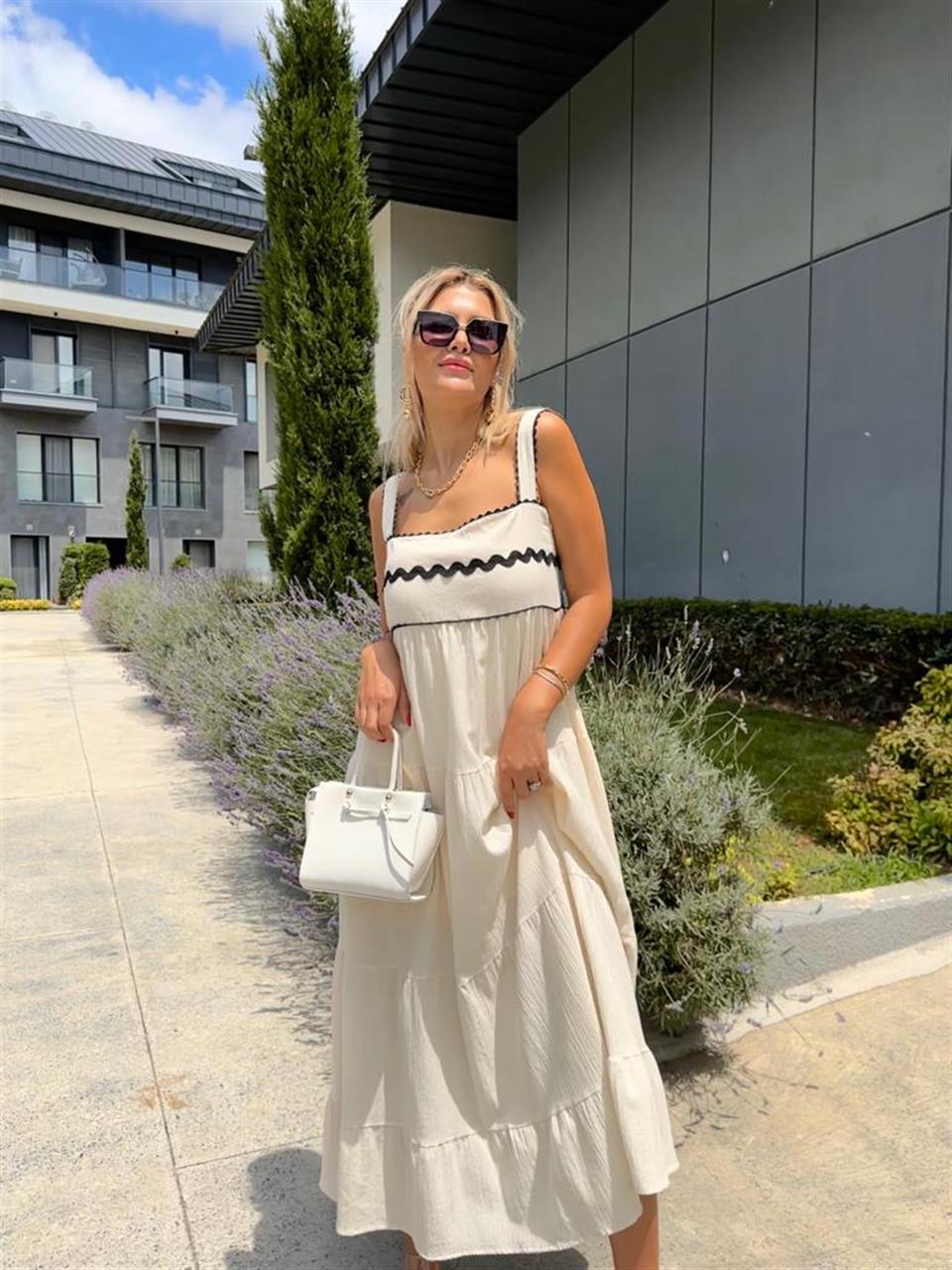 Liensa Biyeli Krem  Elbise 0707289