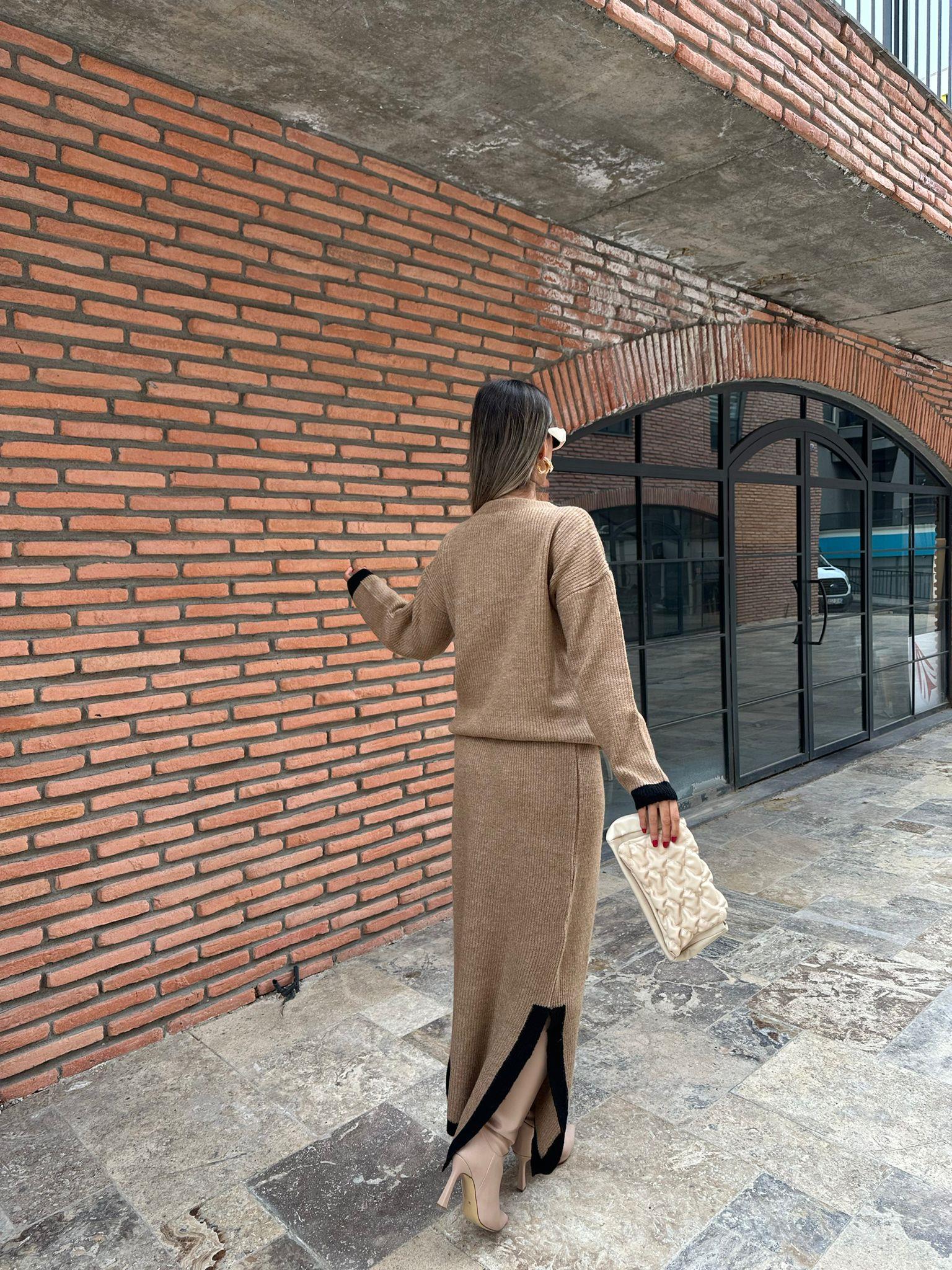 Lilila Etekli Triko Takım Camel tkm1037myb