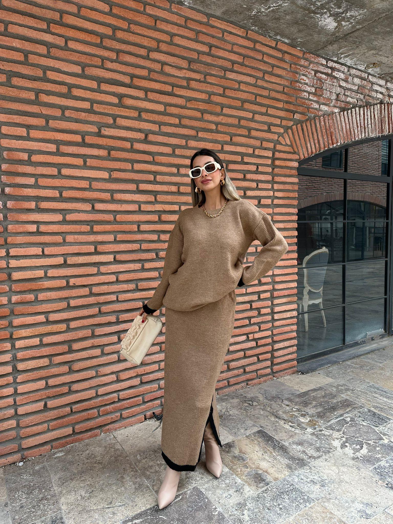 Lilila Etekli Triko Takım Camel tkm1037myb