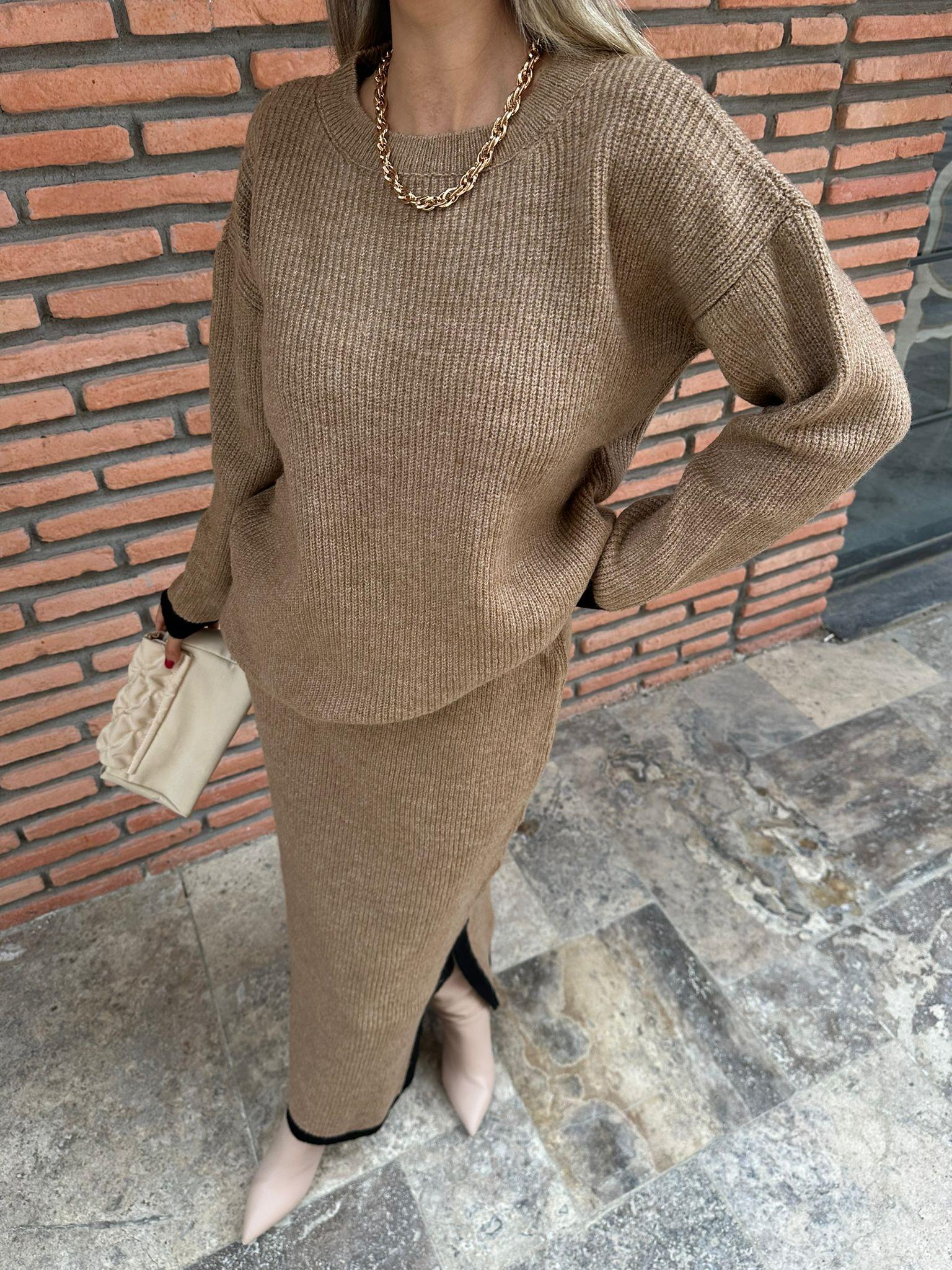 Lilila Etekli Triko Takım Camel tkm1037myb