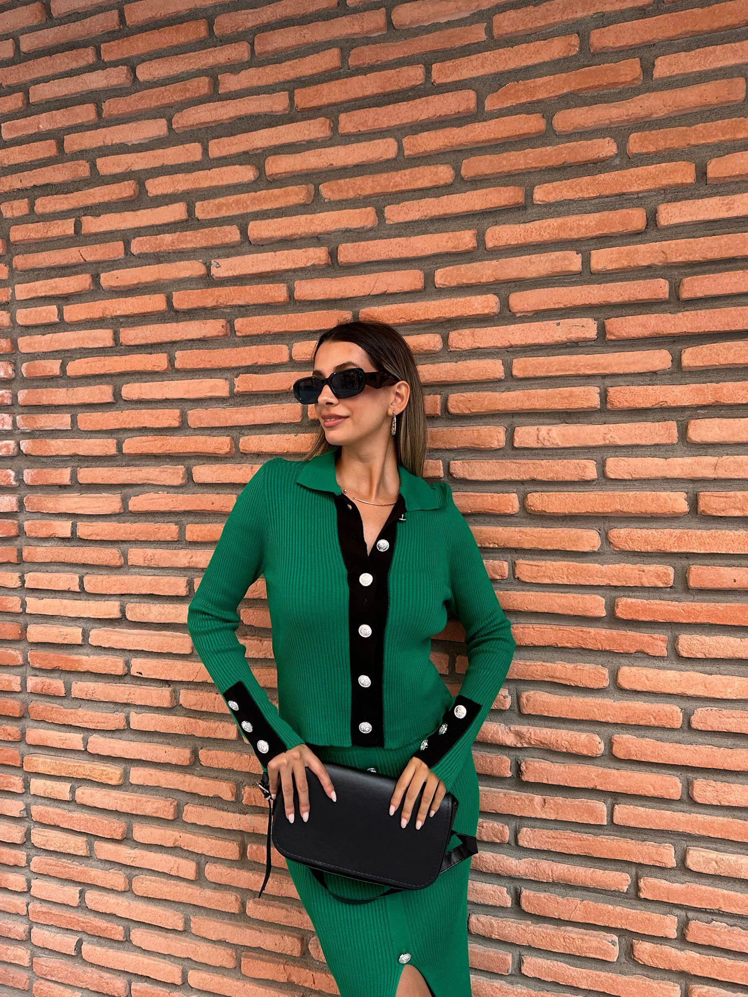 Lina Yeşil Etekli Triko Takım 070621205