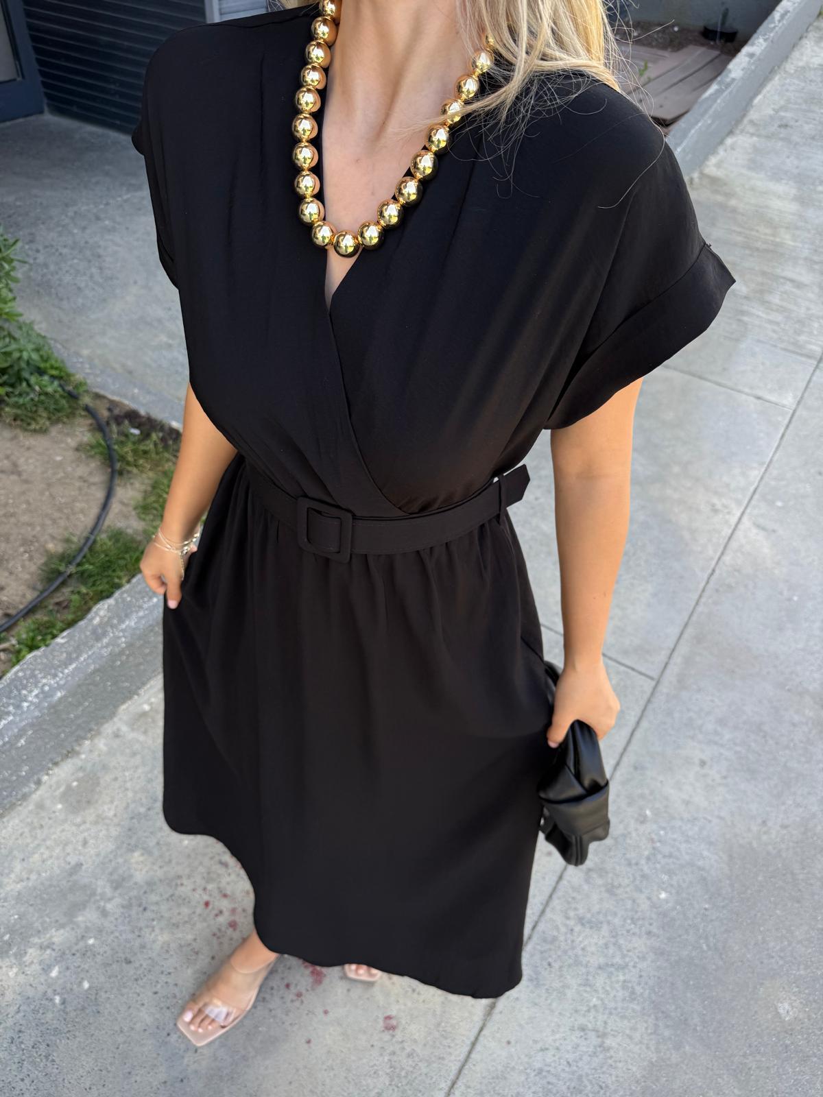 Lola Double Kol Kemerli Astarlı Elbise Siyahyelb2261grs