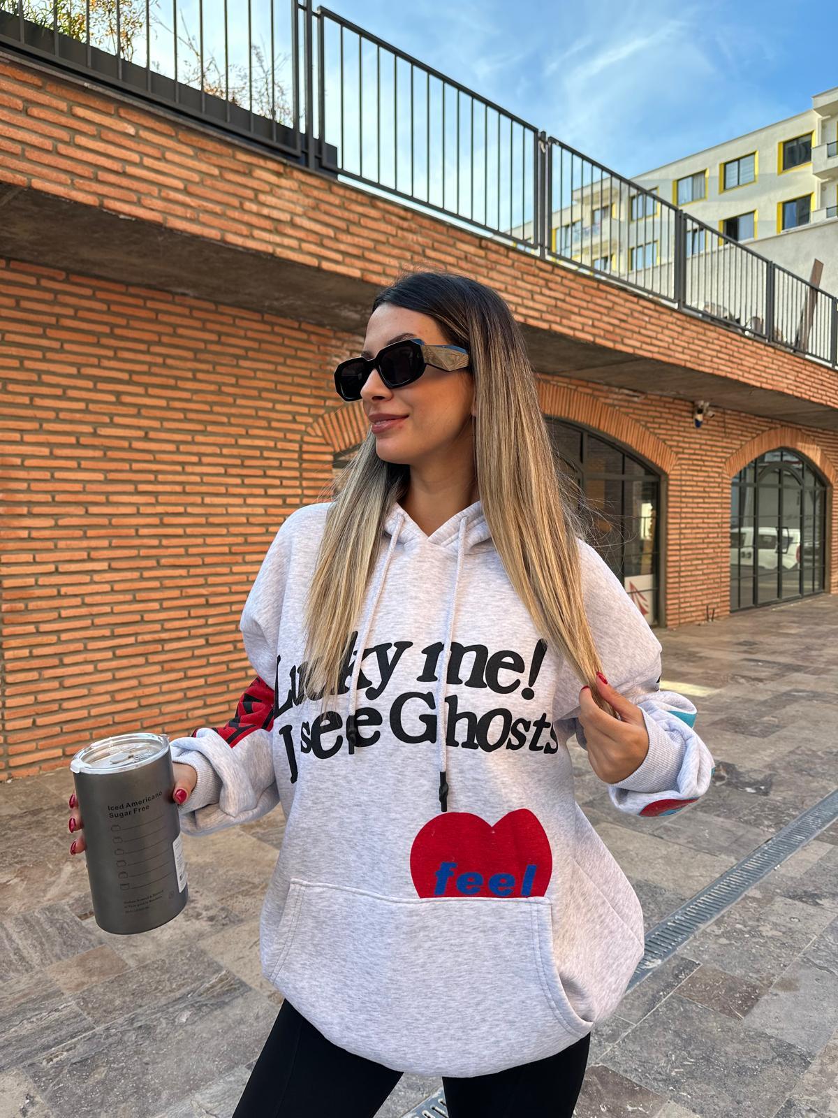 Lucky İthal Baskılı Sweat Gri swt1045ogz