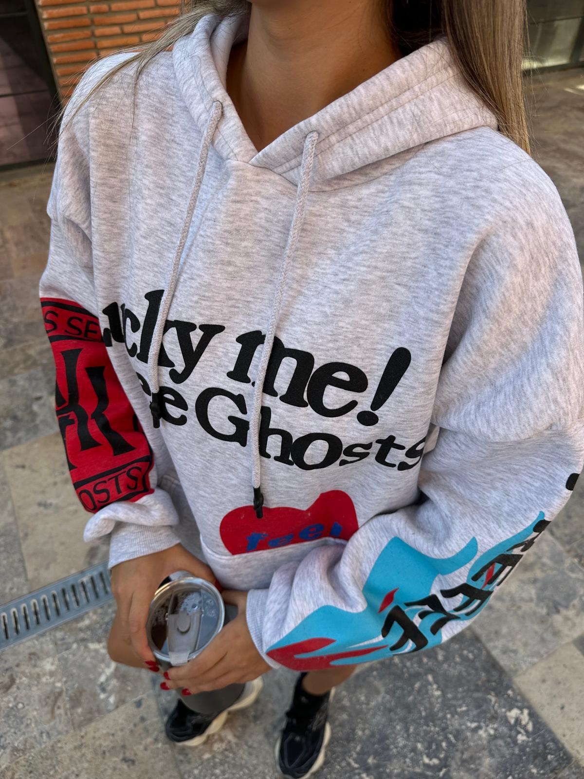 Lucky İthal Baskılı Sweat Gri swt1045ogz