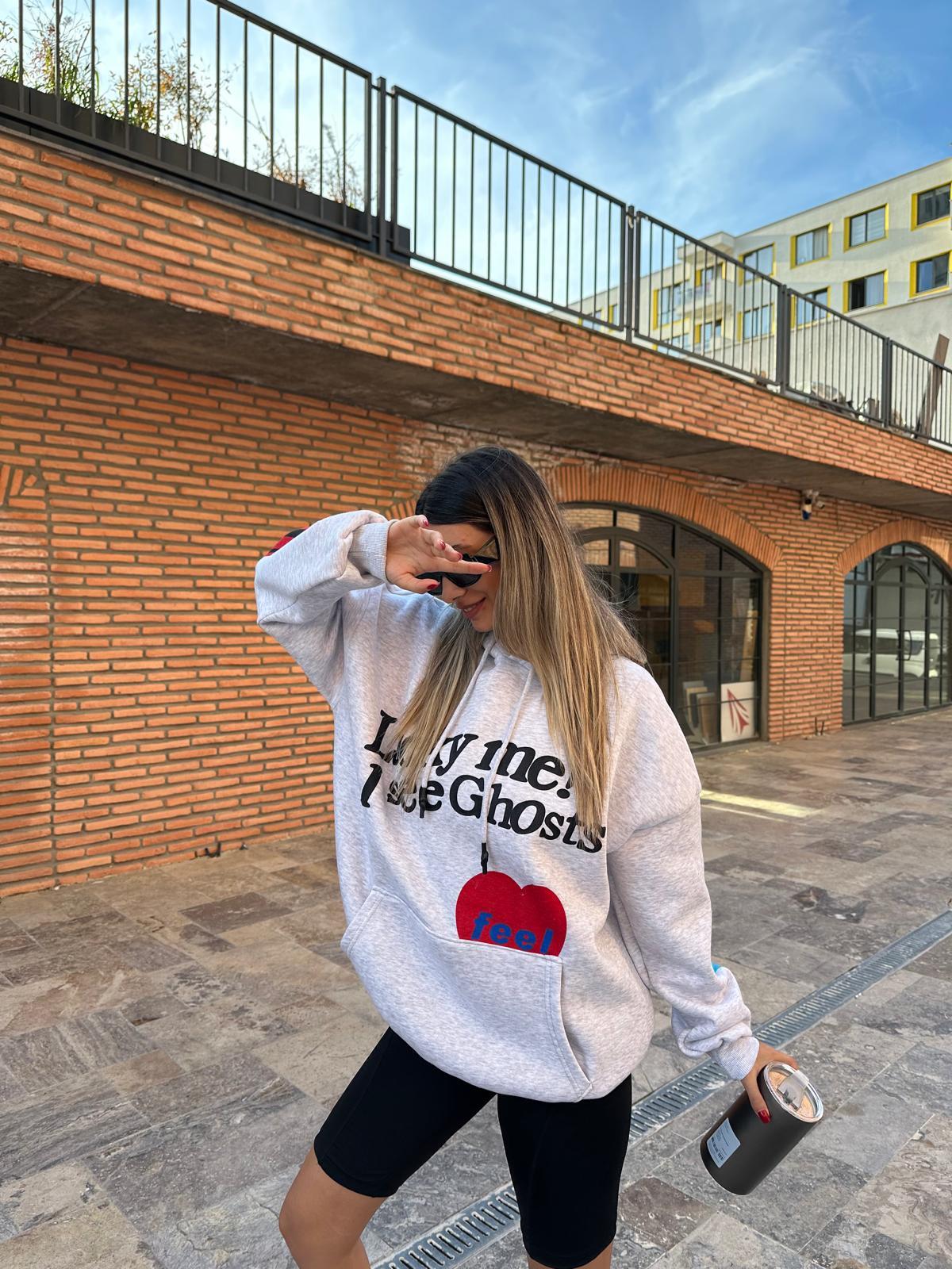Lucky İthal Baskılı Sweat Gri swt1045ogz