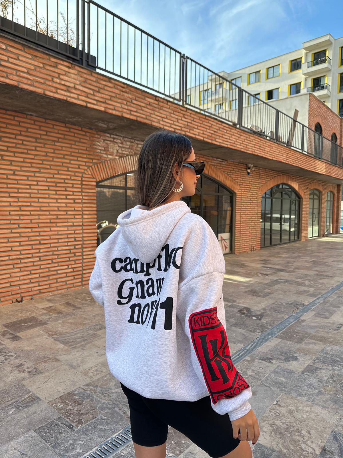 Lucky İthal Baskılı Sweat Gri swt1045ogz