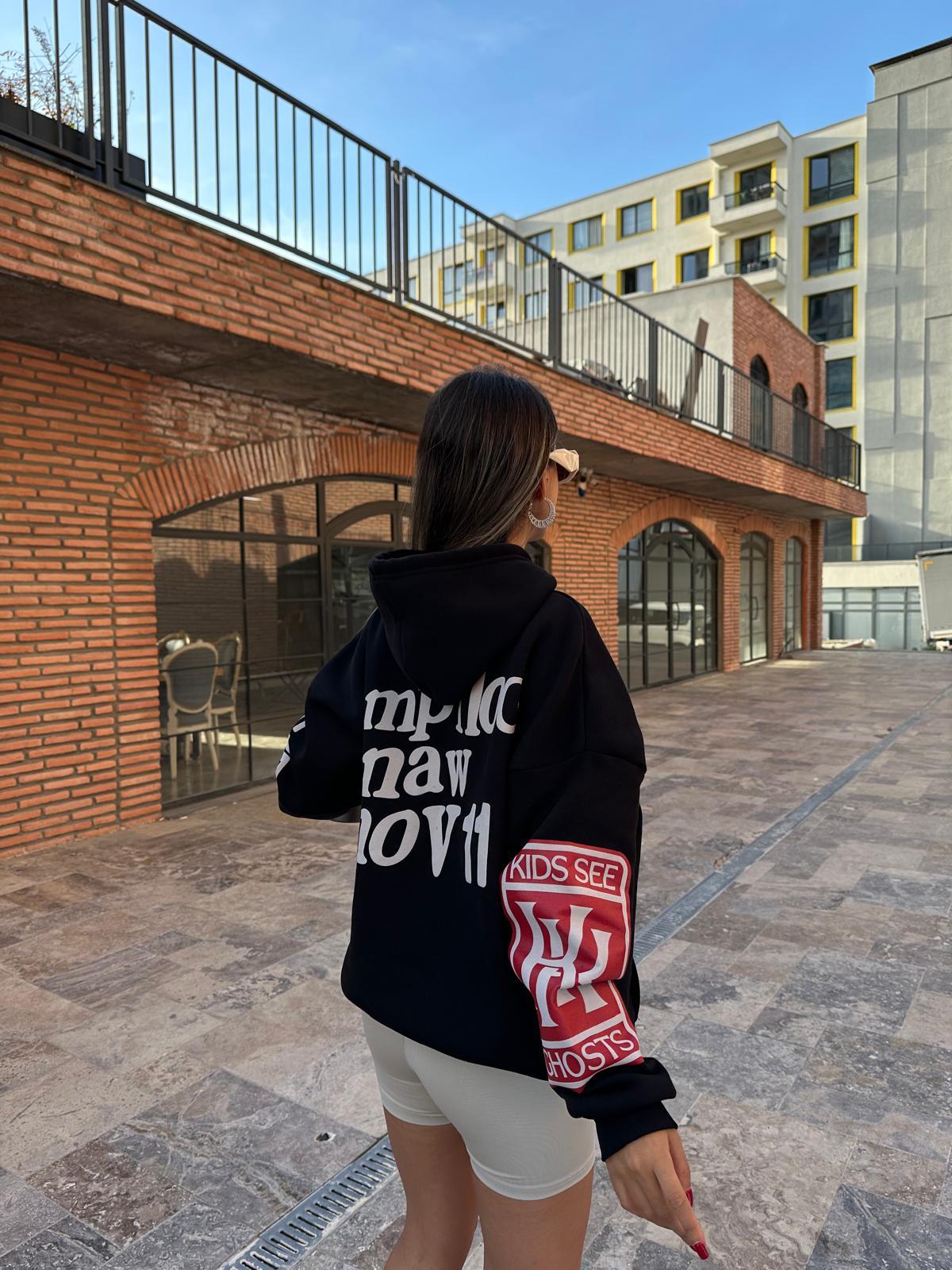 Lucky İthal Baskılı Sweat Siyah swt1045ogz
