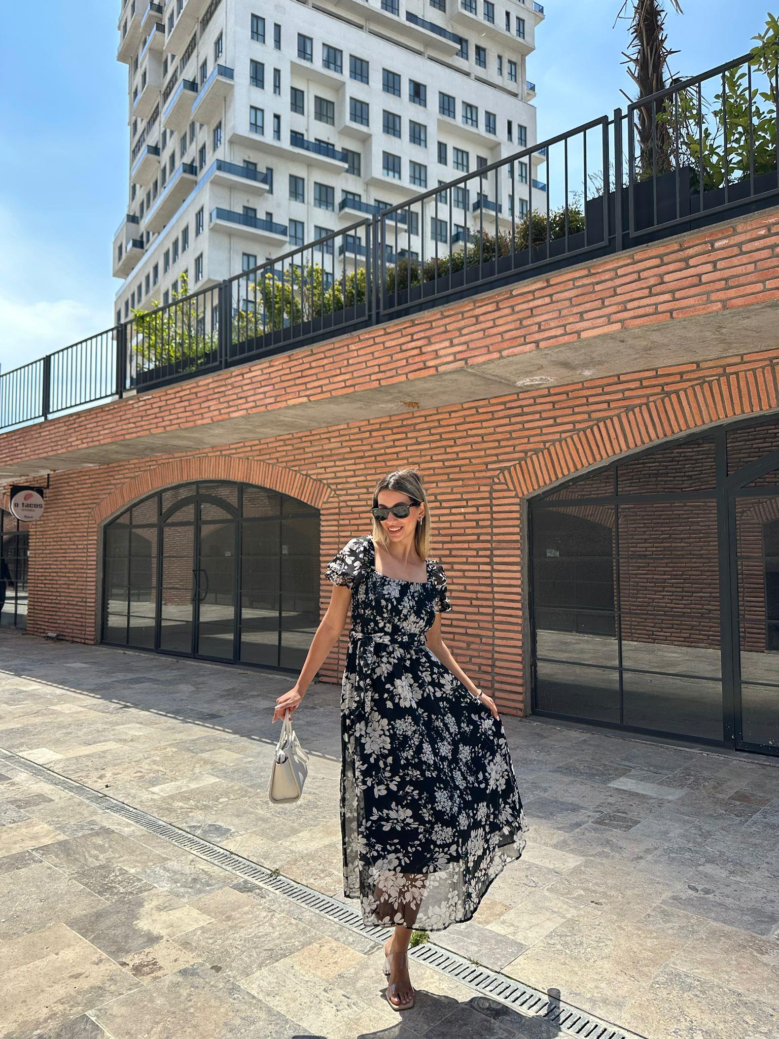 Maripanta Karpuz Kol Şifon Elbise 07062143