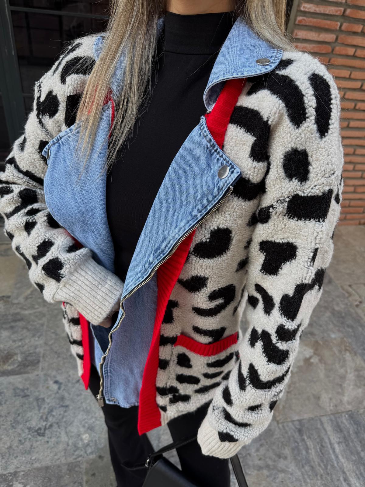 Marka Model Jean Detaylı Leopar Ceket hrk1043rvd