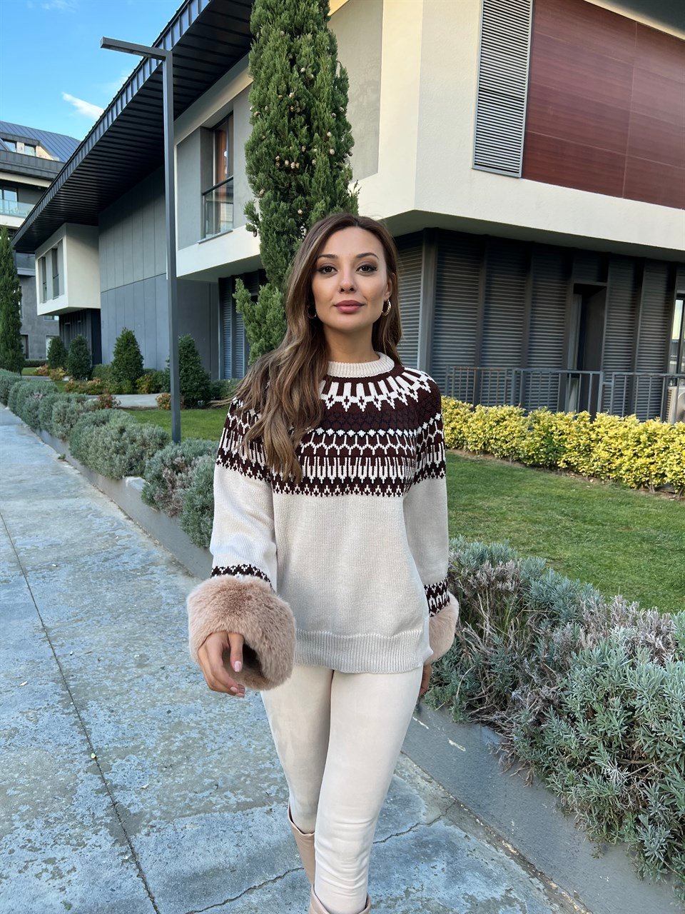 Marka Model Kolları Peluş Vintage Kazak