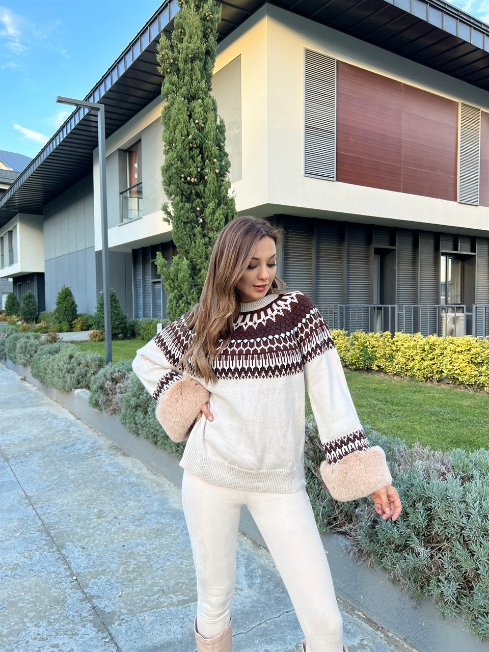 Marka Model Kolları Peluş Vintage Kazak