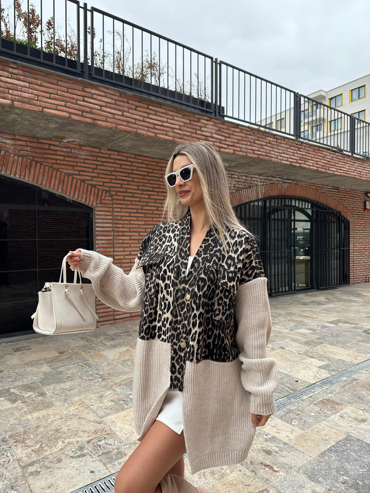 Marka Model Trikomix Koyu Leopar Hırka Vizon hrk1016rvd