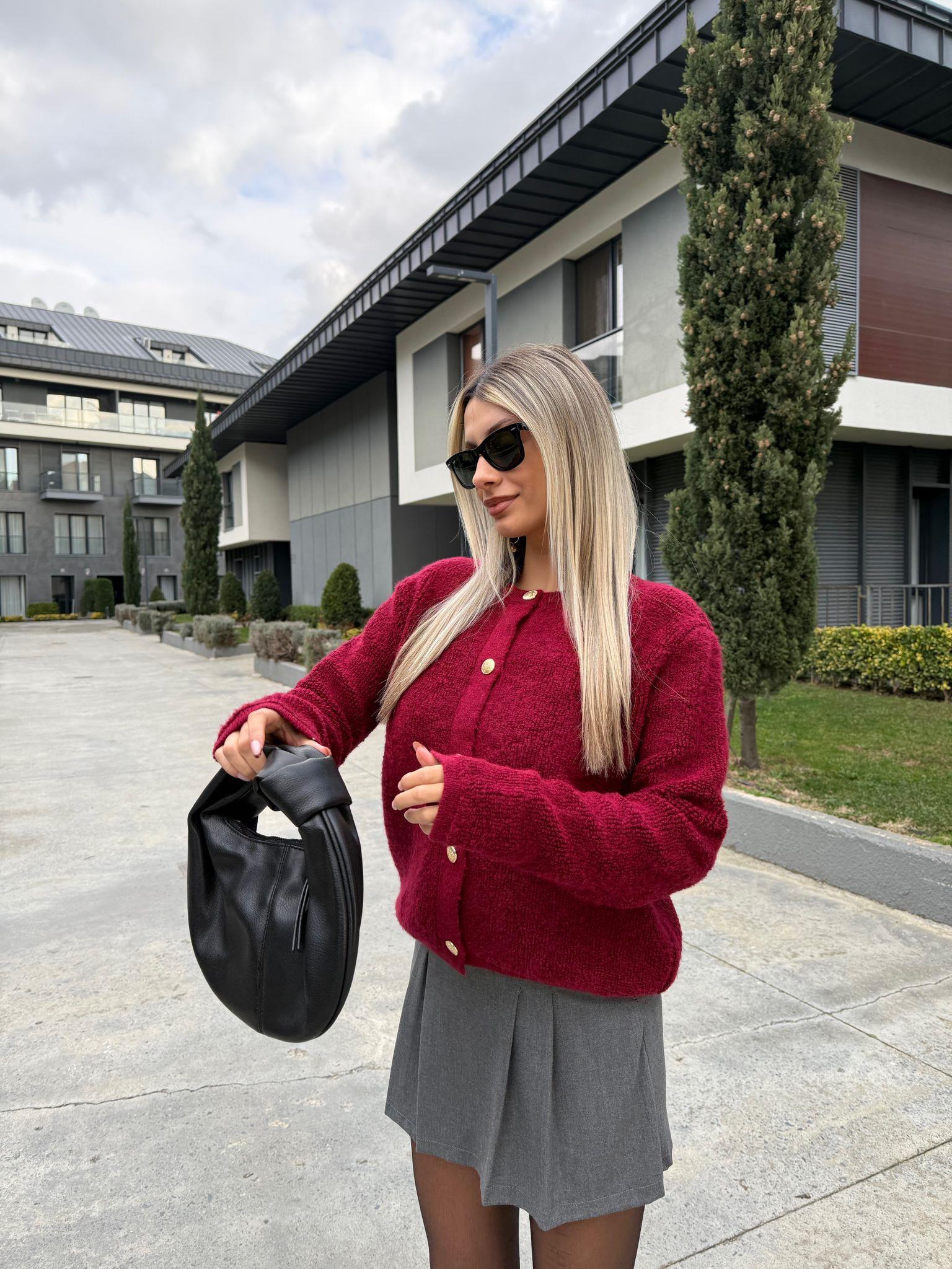 Mass Duti Model Teddy Hırka Bordo hrk1062bnt