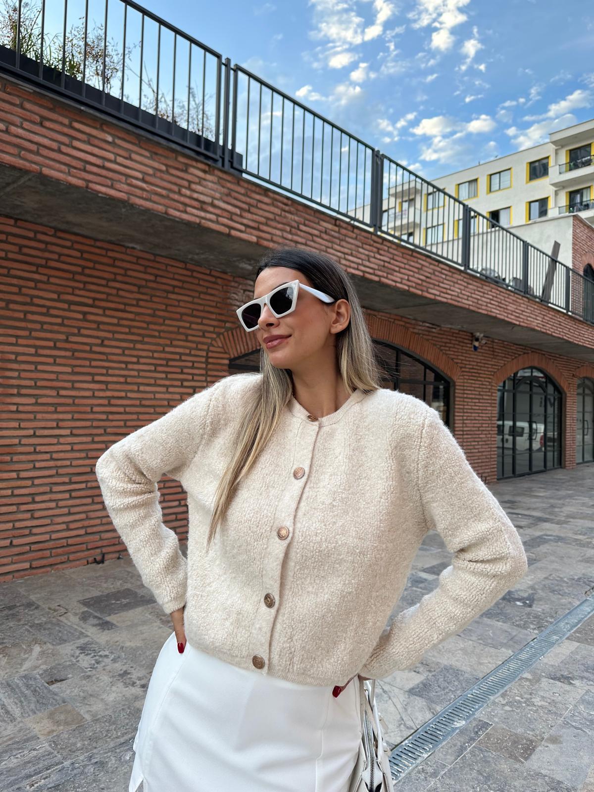 Mass Duti Model Teddy Hırka Krem hrk1062bnt