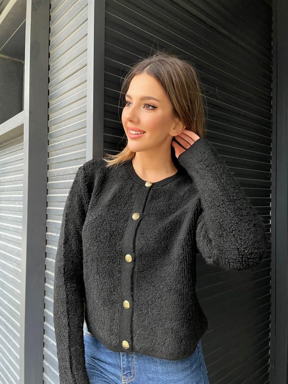 Massimo Model Lüx Kalite Teddy Hırka Siyah M22