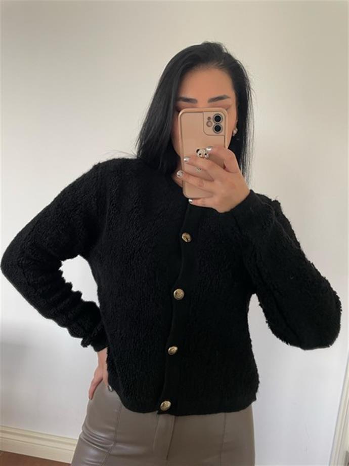 Massimo Model Lüx Kalite Teddy Hırka Siyah M22
