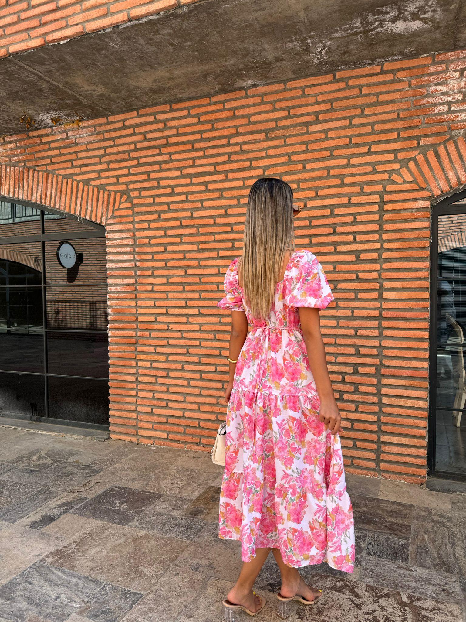 Matilda Pembe Çiçekli Poplin Elbise  070621154