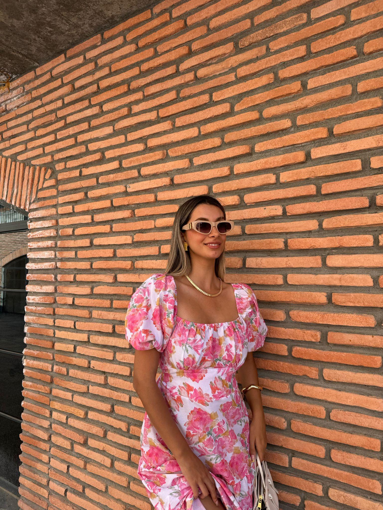 Matilda Pembe Çiçekli Poplin Elbise  070621154