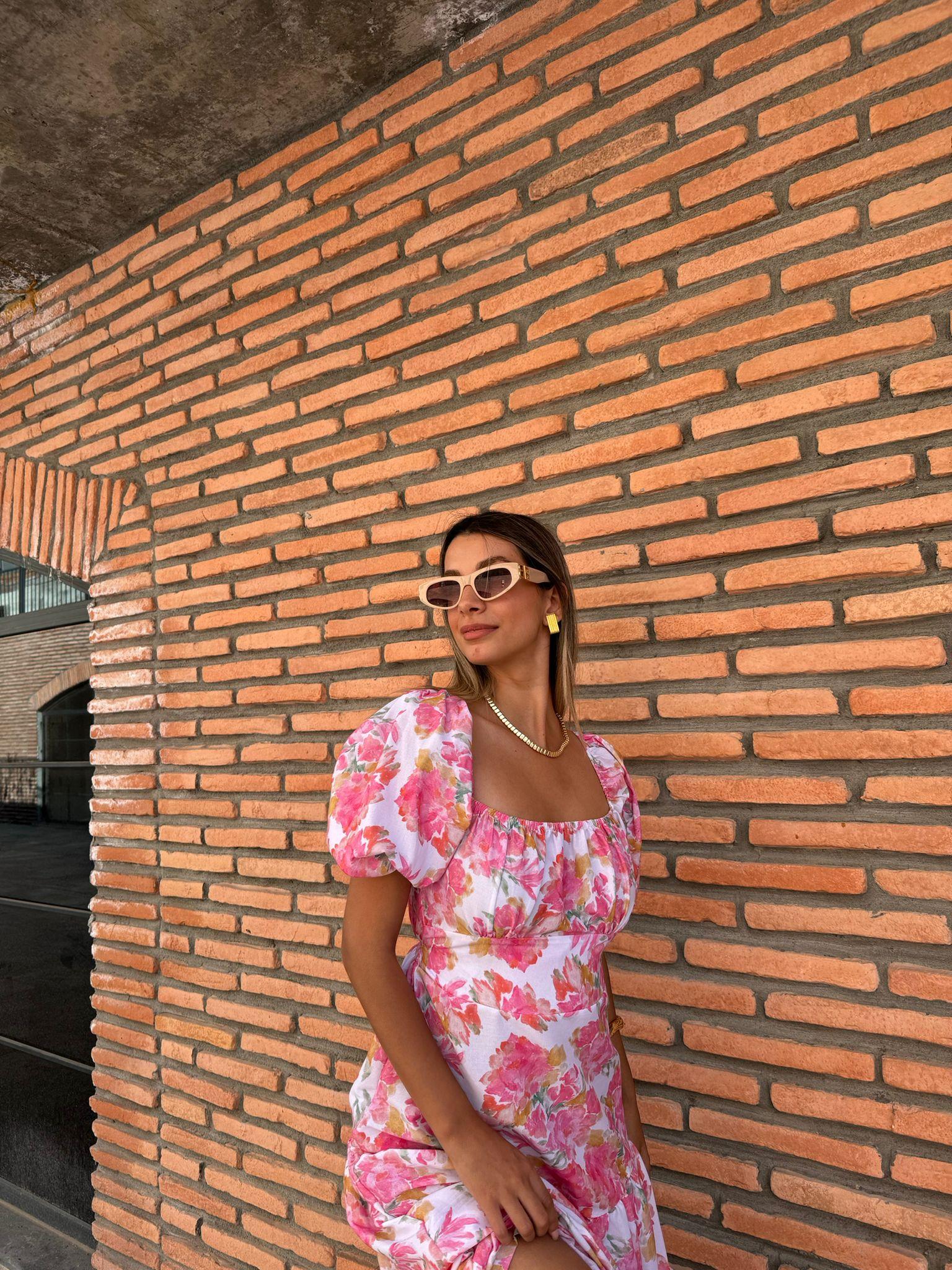 Matilda Pembe Çiçekli Poplin Elbise  070621154