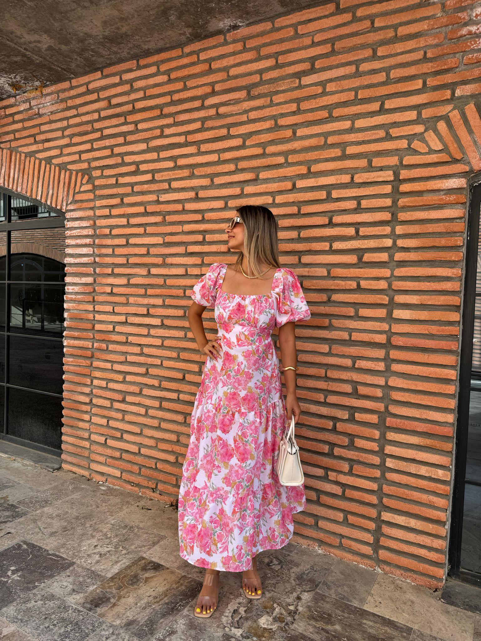 Matilda Pembe Çiçekli Poplin Elbise  070621154