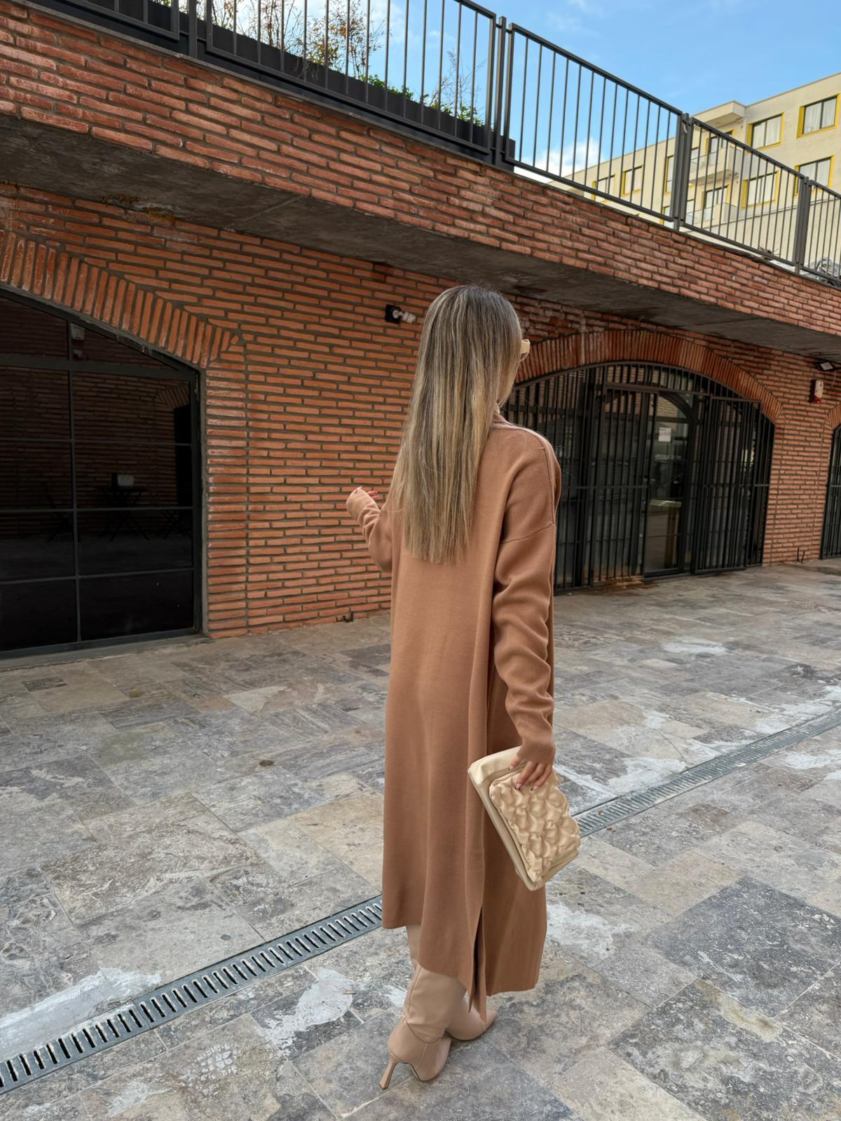 Maxi Boy Double Yaka Triko Camel Hırka hrk2076rvd