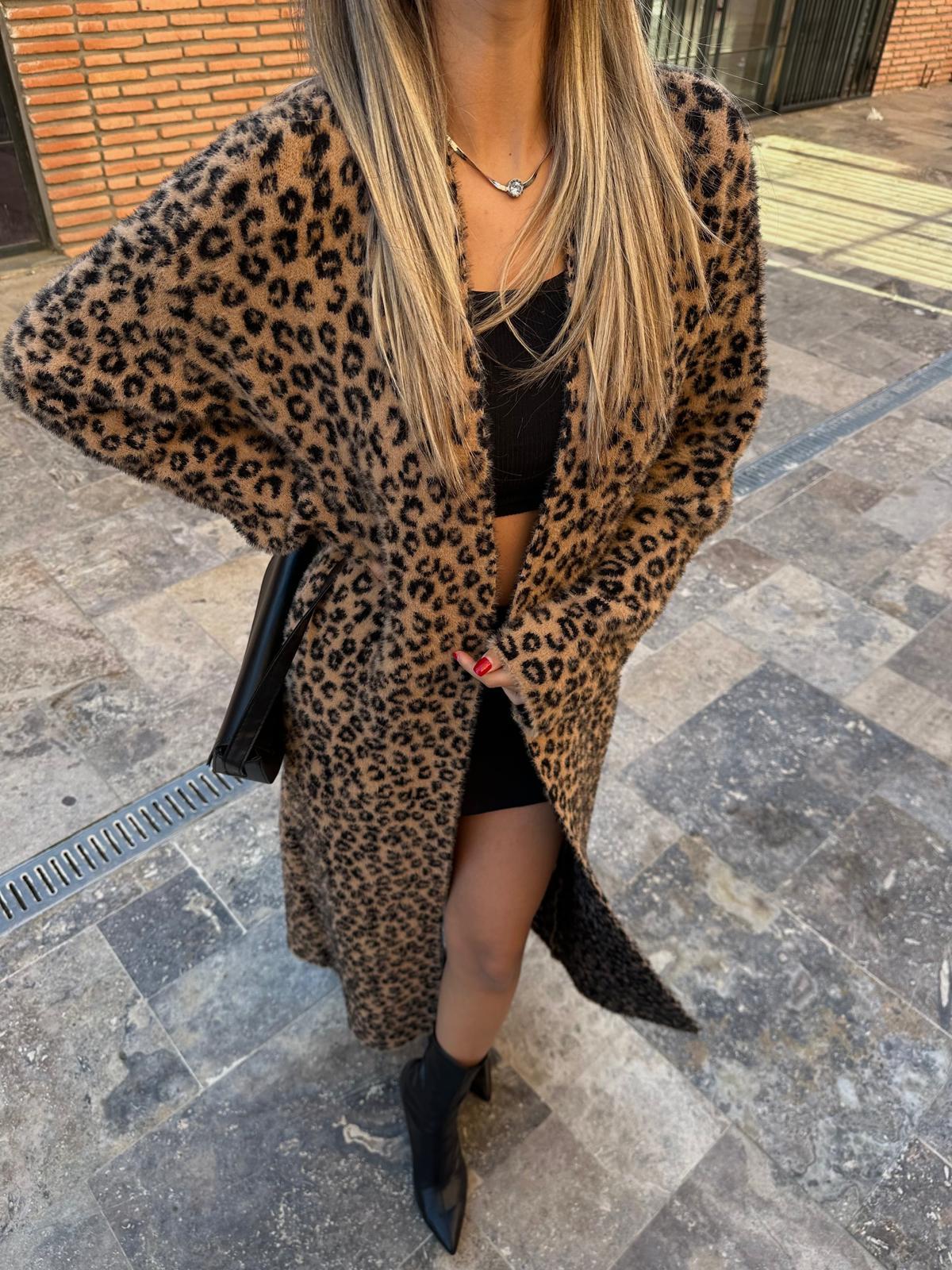 Maxi Boy kahve Leopar Soft Hırka hrk1098mzr