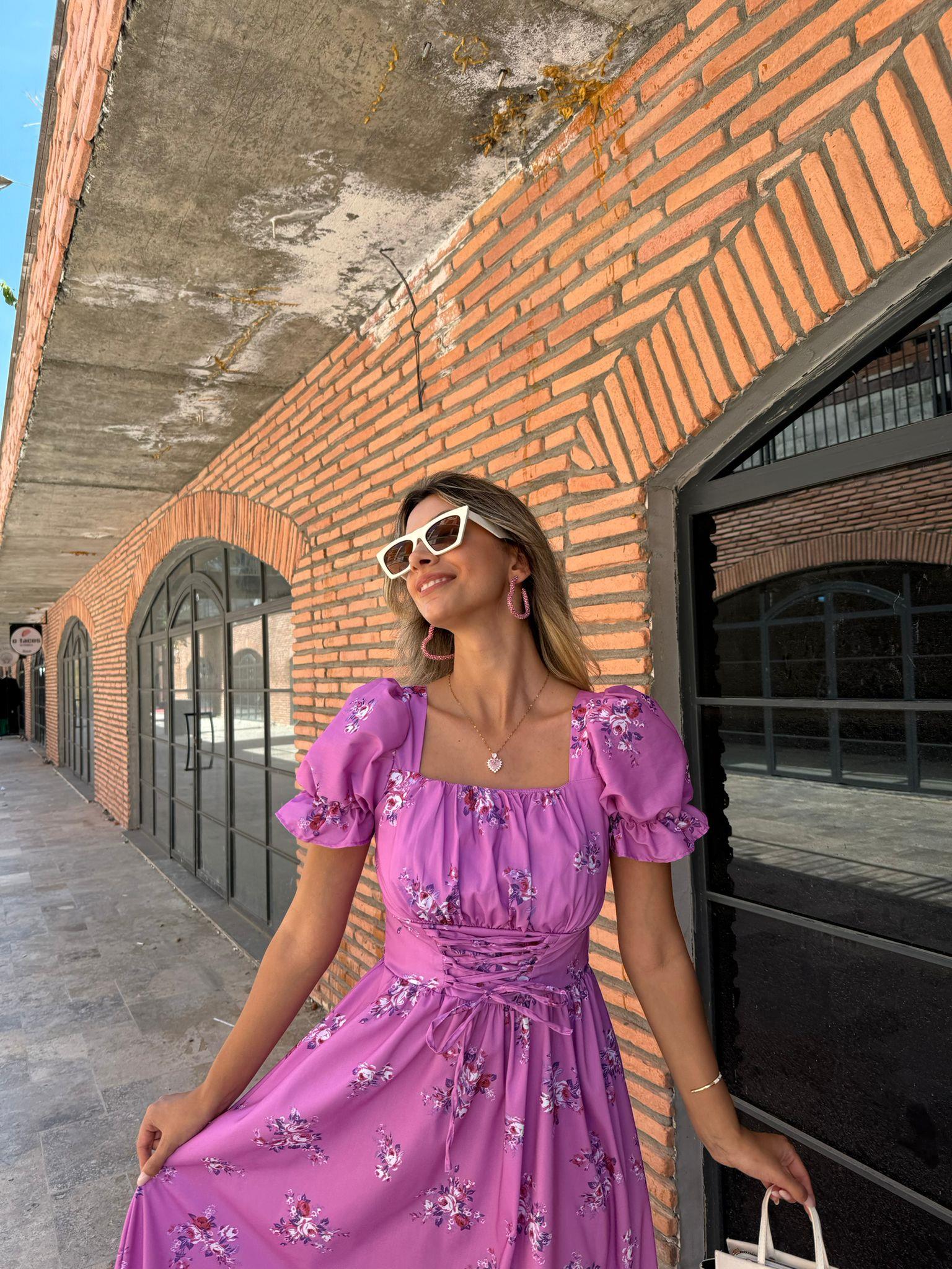 Miessa Bel İp Korseli Lila Elbise 070621113
