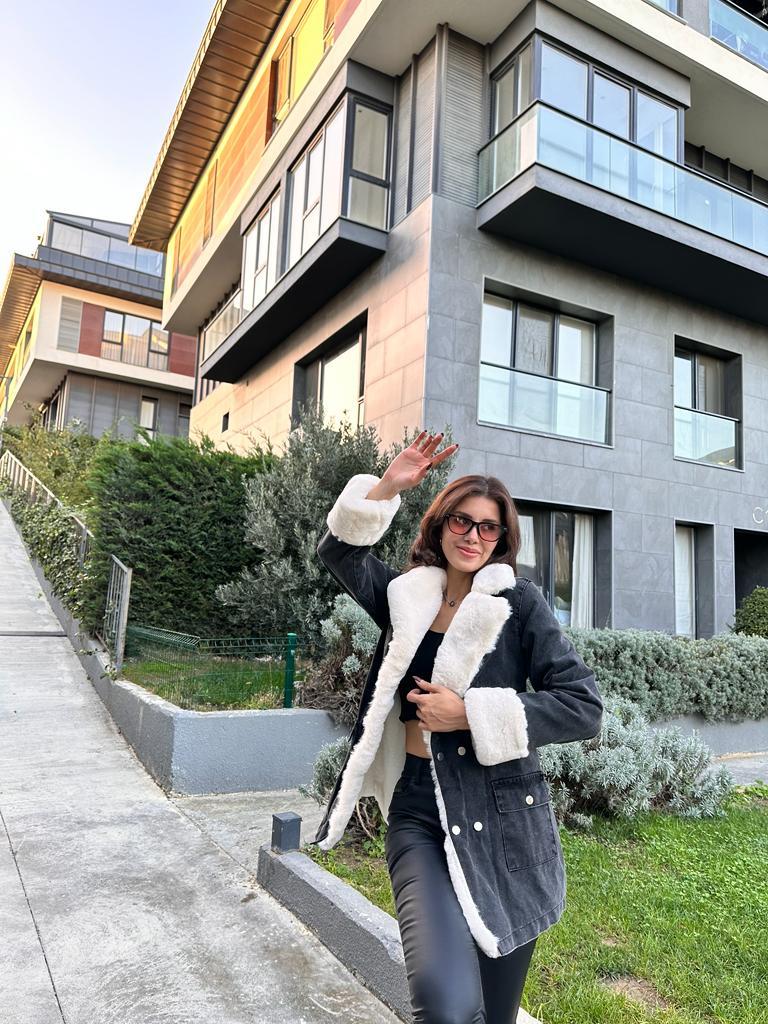 Mila Antrasit İçi Beyaz Kürk Detay Jean Mont 1707429