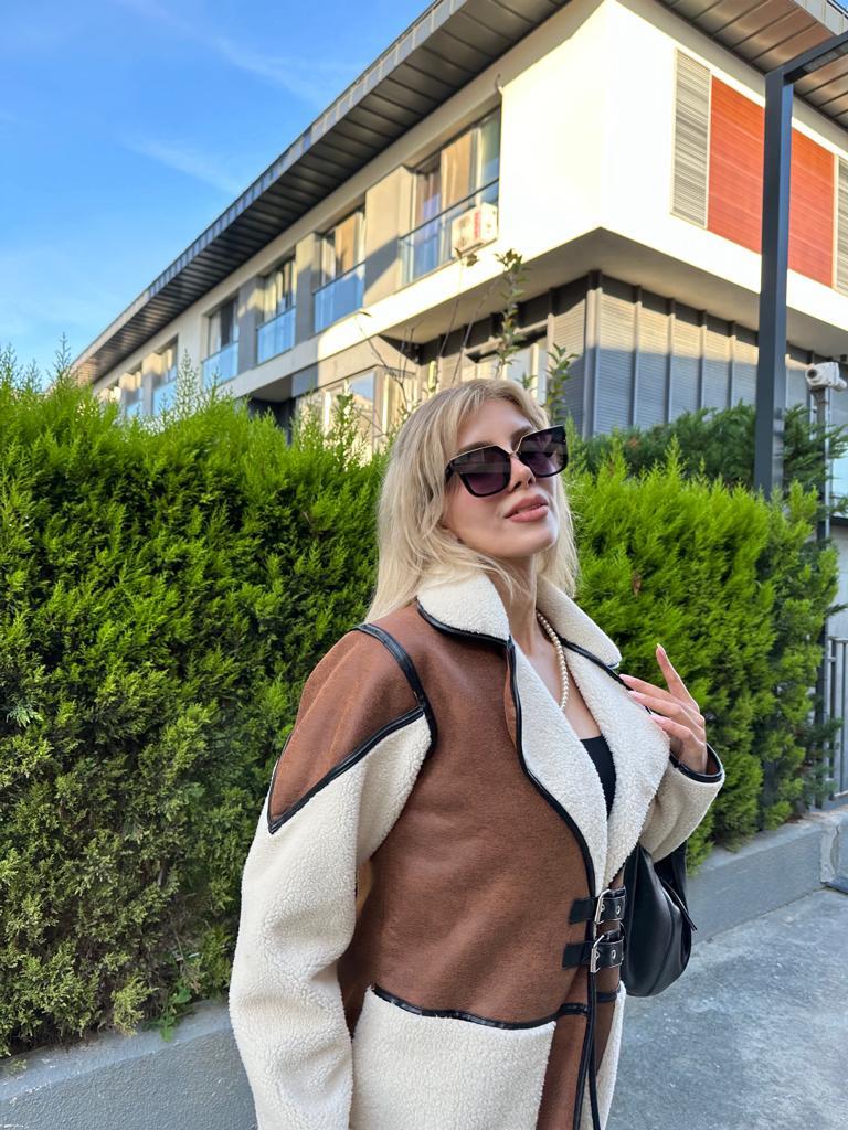 Molly Kuzu Kürk Garnili Nubuk Kahve Kaban 1707421