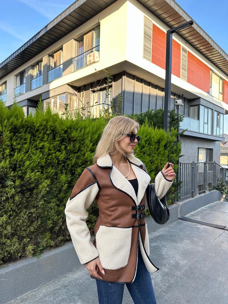Molly Kuzu Kürk Garnili Nubuk Kahve Kaban 1707421