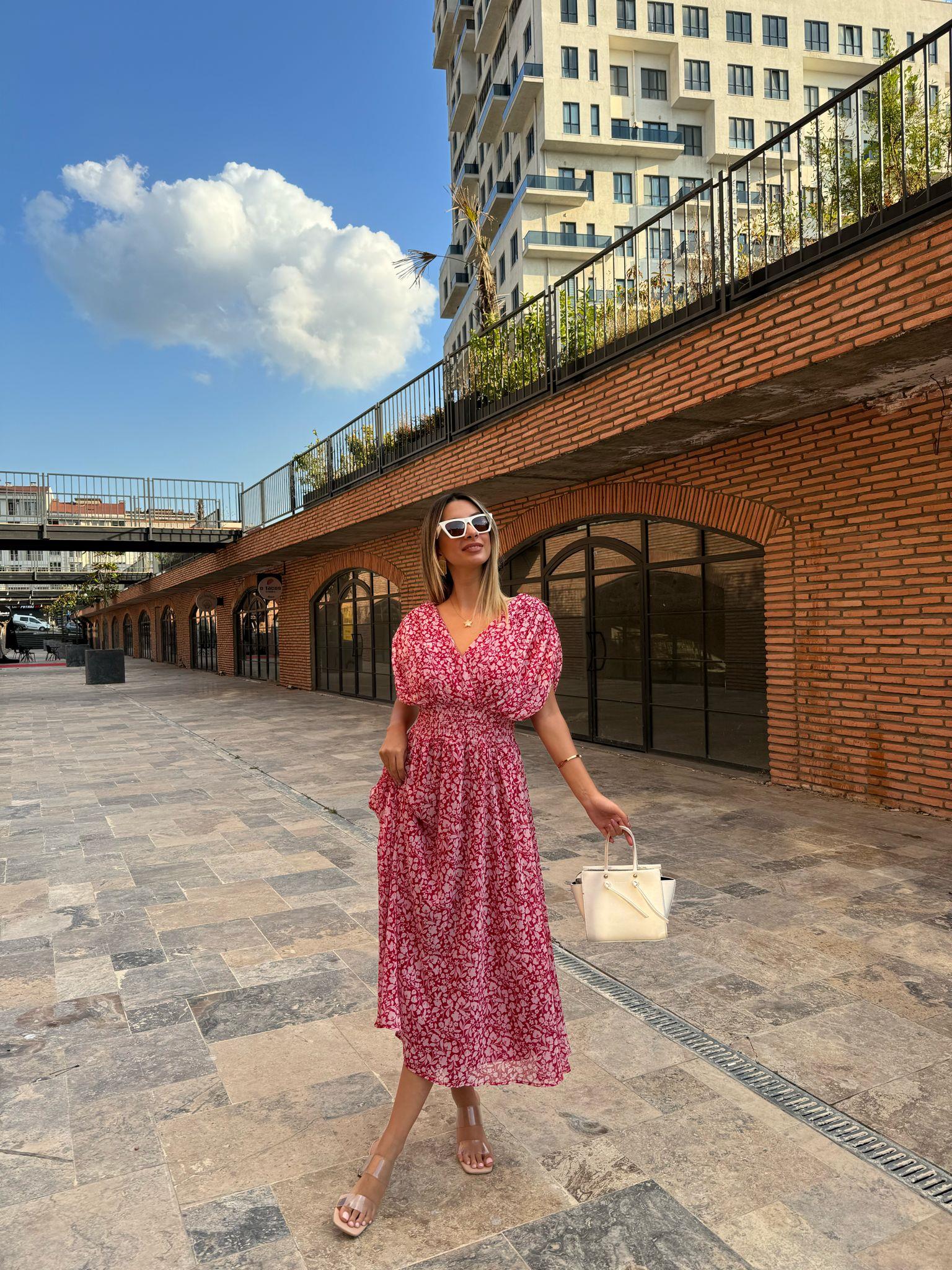 Morfo Bel Gipeli Orjinal Marka Kırmızı Şifon Elbise 07062161