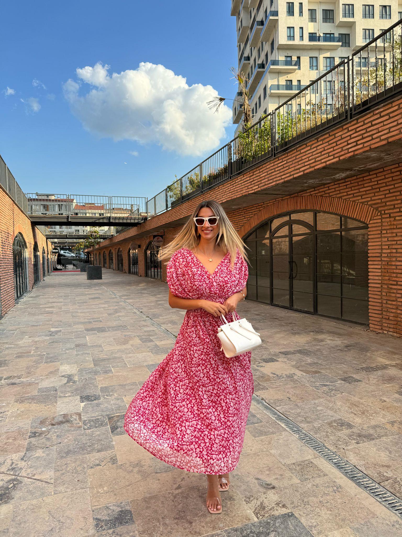 Morfo Bel Gipeli Orjinal Marka Kırmızı Şifon Elbise 07062161