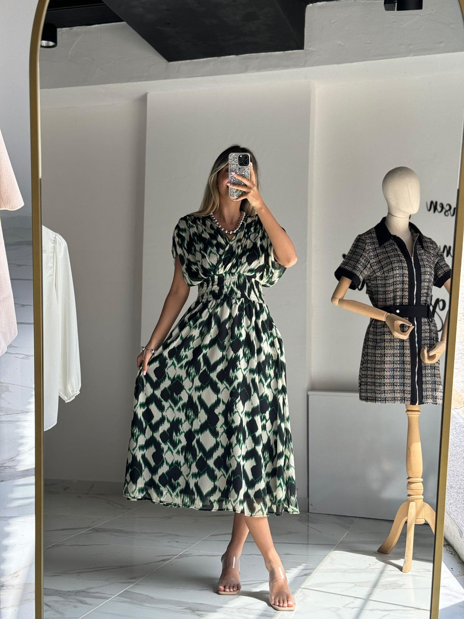 Morfo Kahverengi Kemerli Krem Elbise 07062161