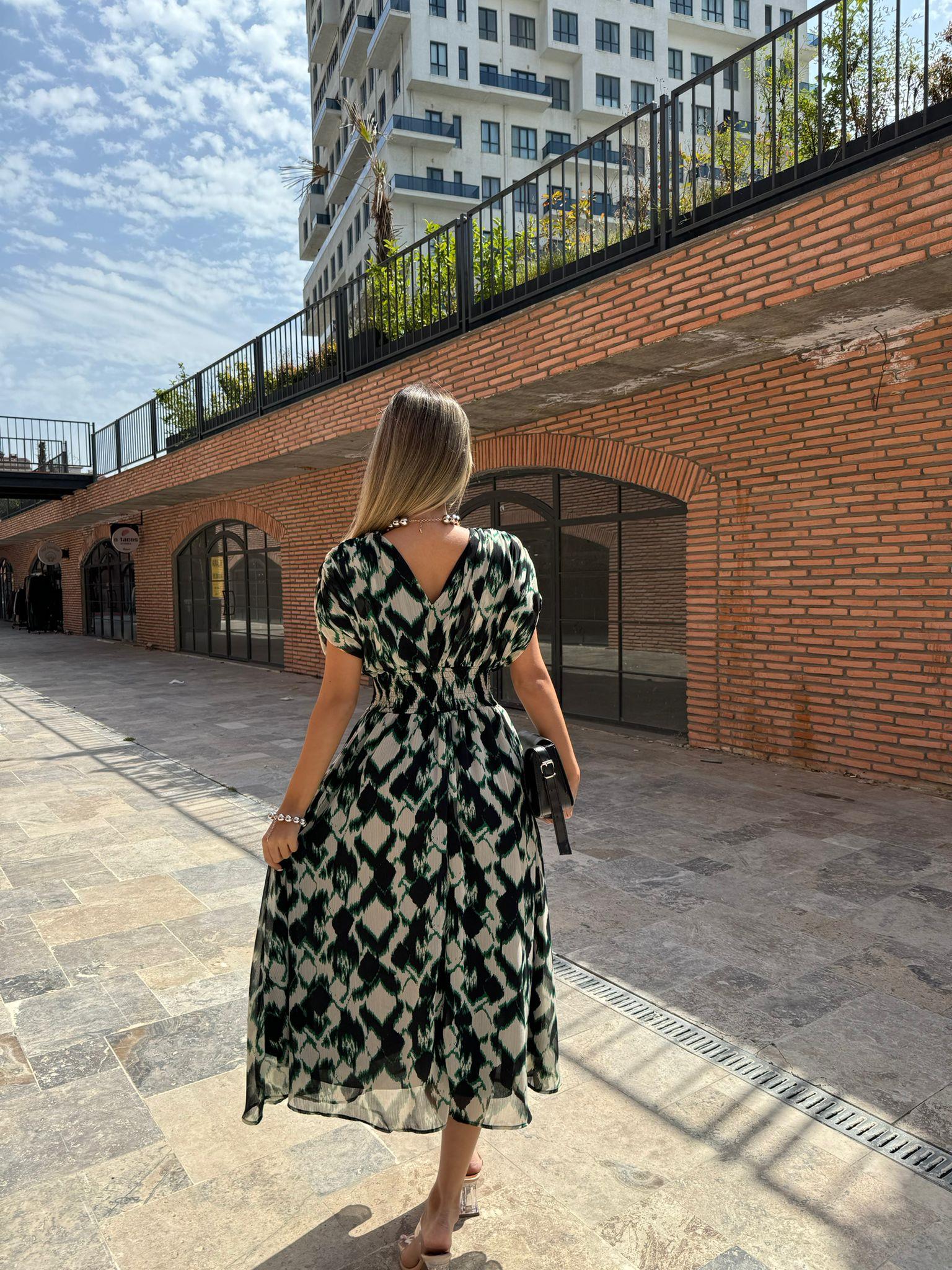 Morfo Kahverengi Kemerli Krem Elbise 07062161