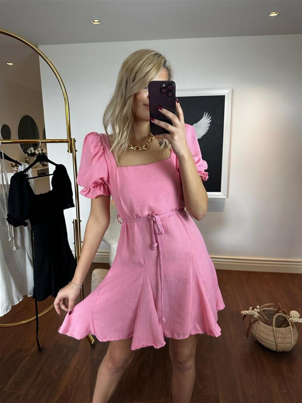 Nelly Örgü Kemer Elbise Pembe 1304130