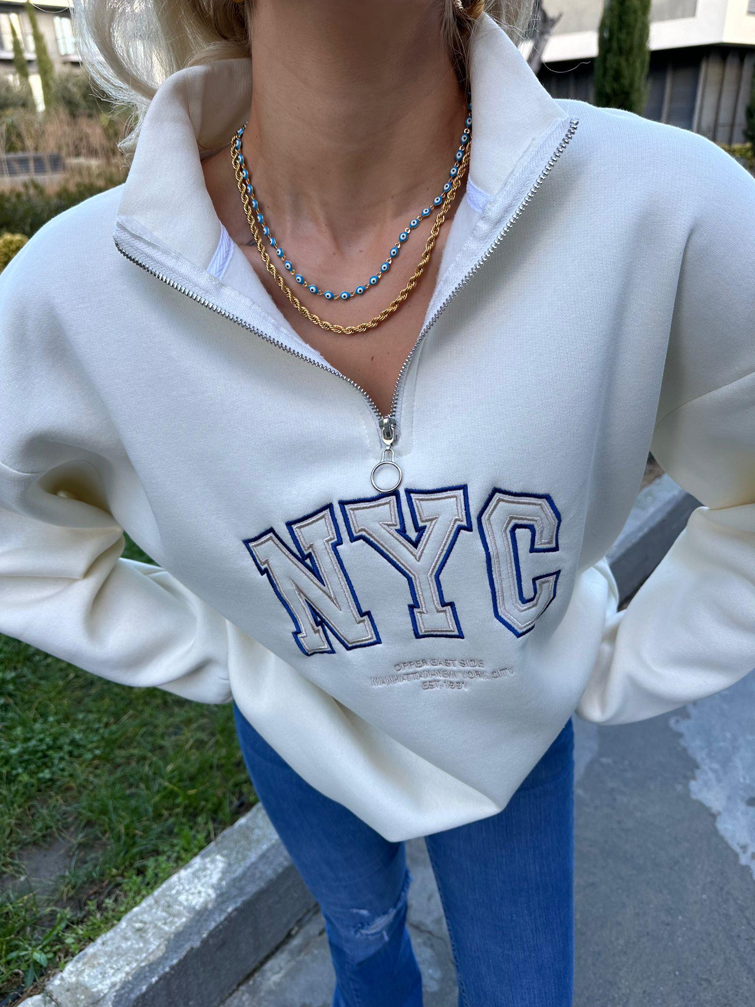 NY Yazılı Fermuarlı Sweat 1707572
