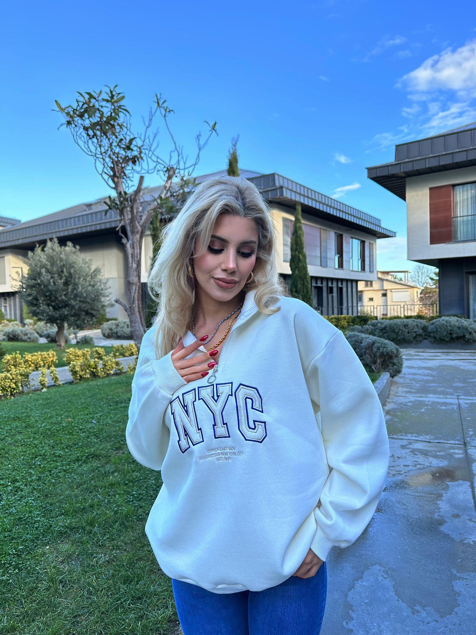 NY Yazılı Fermuarlı Sweat 1707572