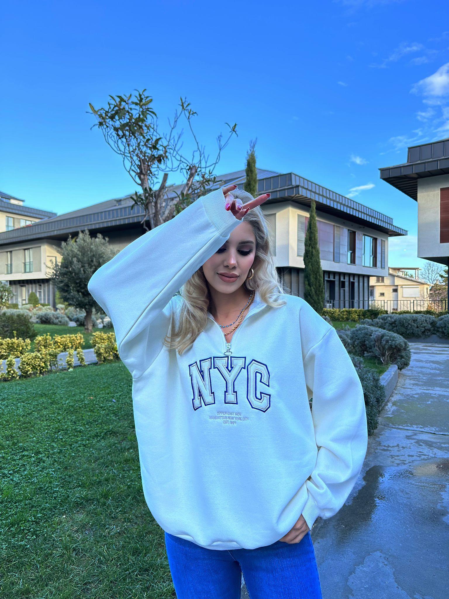 NY Yazılı Fermuarlı Sweat 1707572