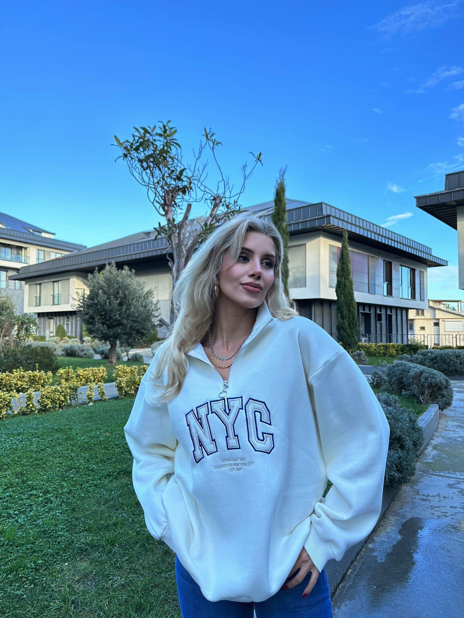 NY Yazılı Fermuarlı Sweat 1707572