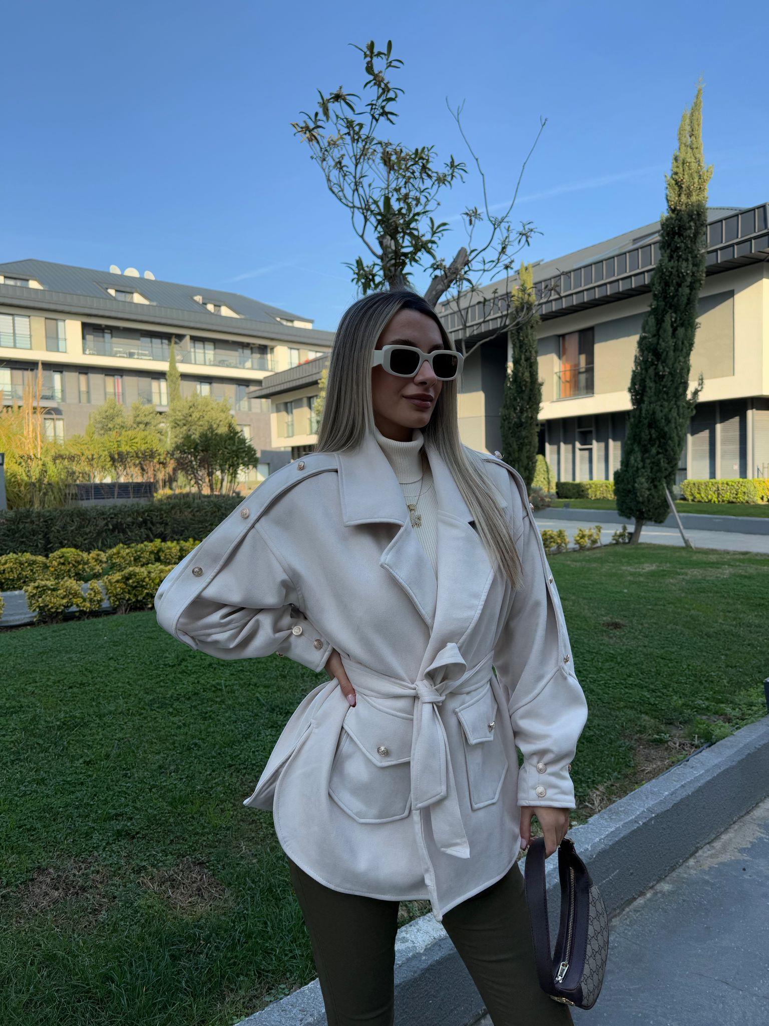 Omuz bantlı nubuk premium kaban krem mnt2065shz