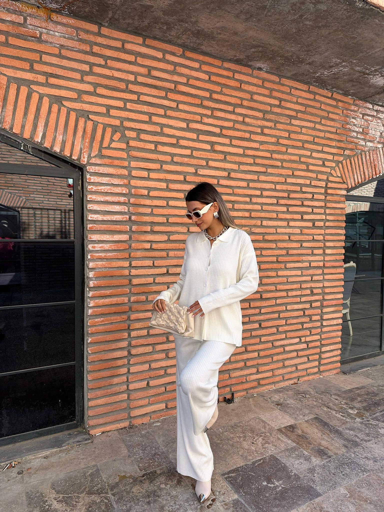 Orie Fitilli Beyaz Triko Takım 2254