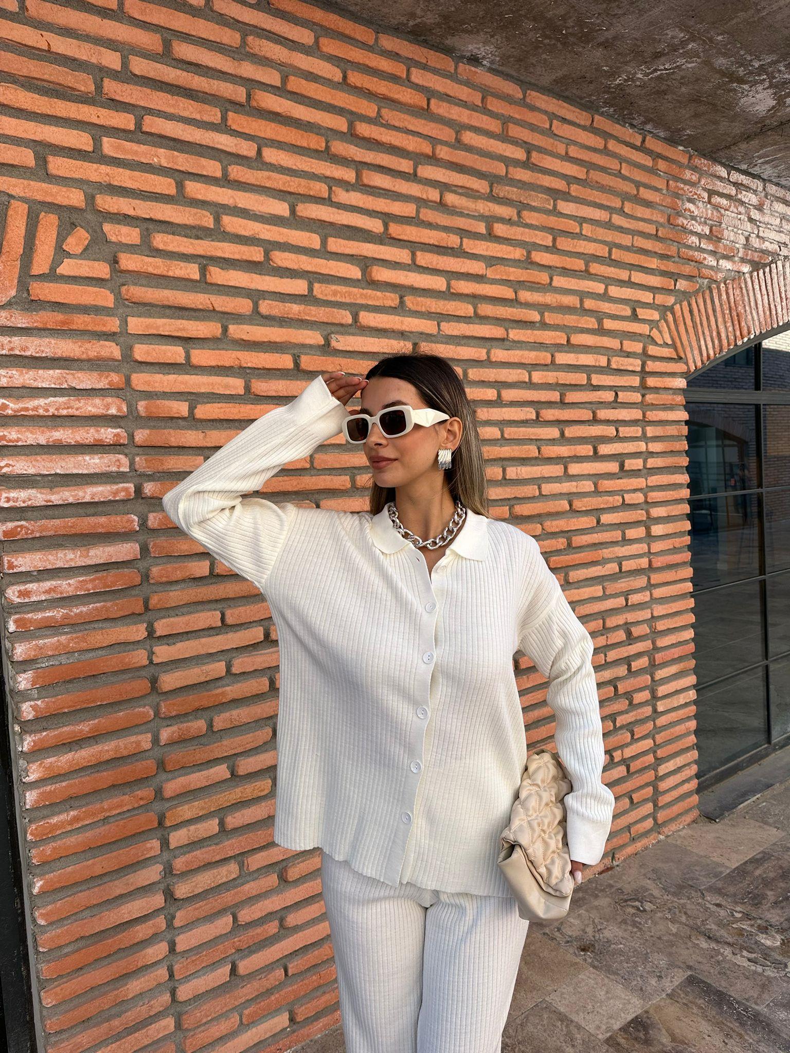 Orie Fitilli Beyaz Triko Takım 2254