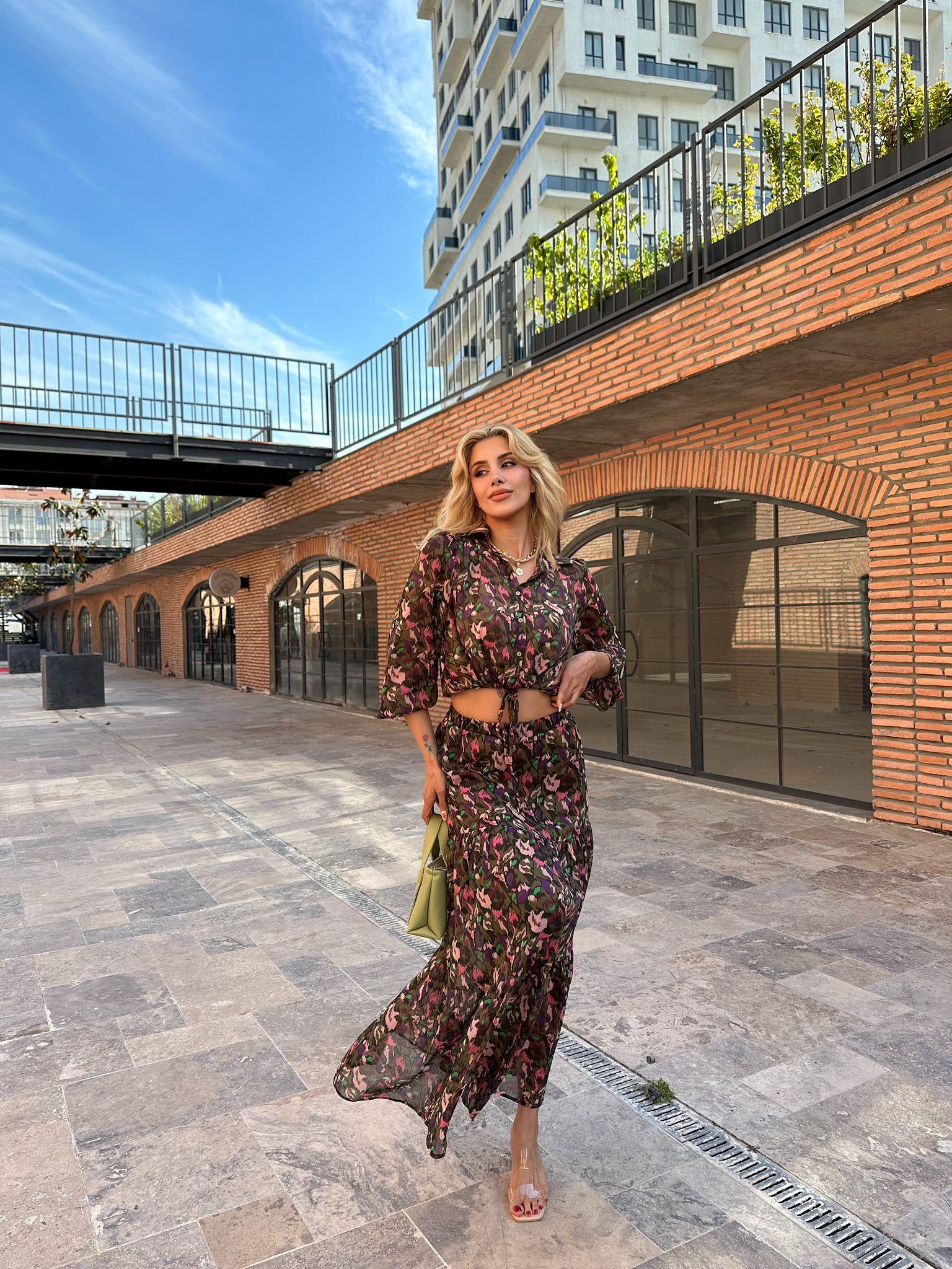 Orijinal Marka Etek Gömlek Çiçekli Takım 0706288